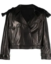 Salvatore Santoro Lederjacke mit fallendem Revers Schwarz