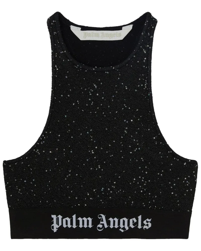 Palm Angels Cropped-Oberteil mit Logo-Print - Schwarz Schwarz