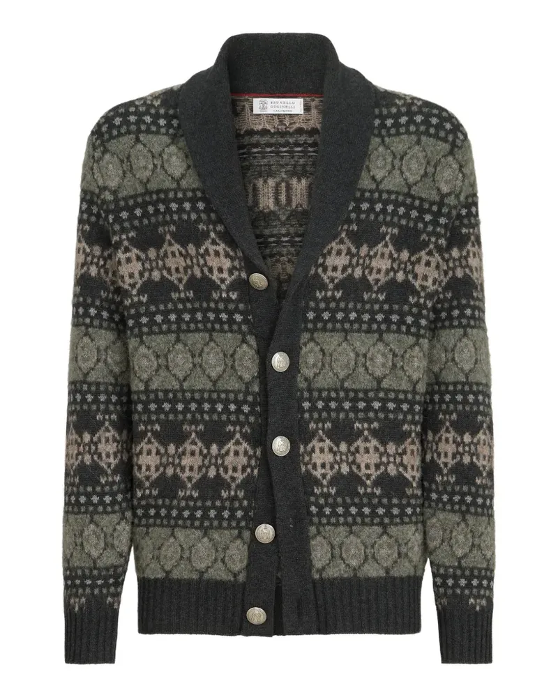 Brunello Cucinelli Jacquard-Cardigan aus Kaschmir - Grau Grau
