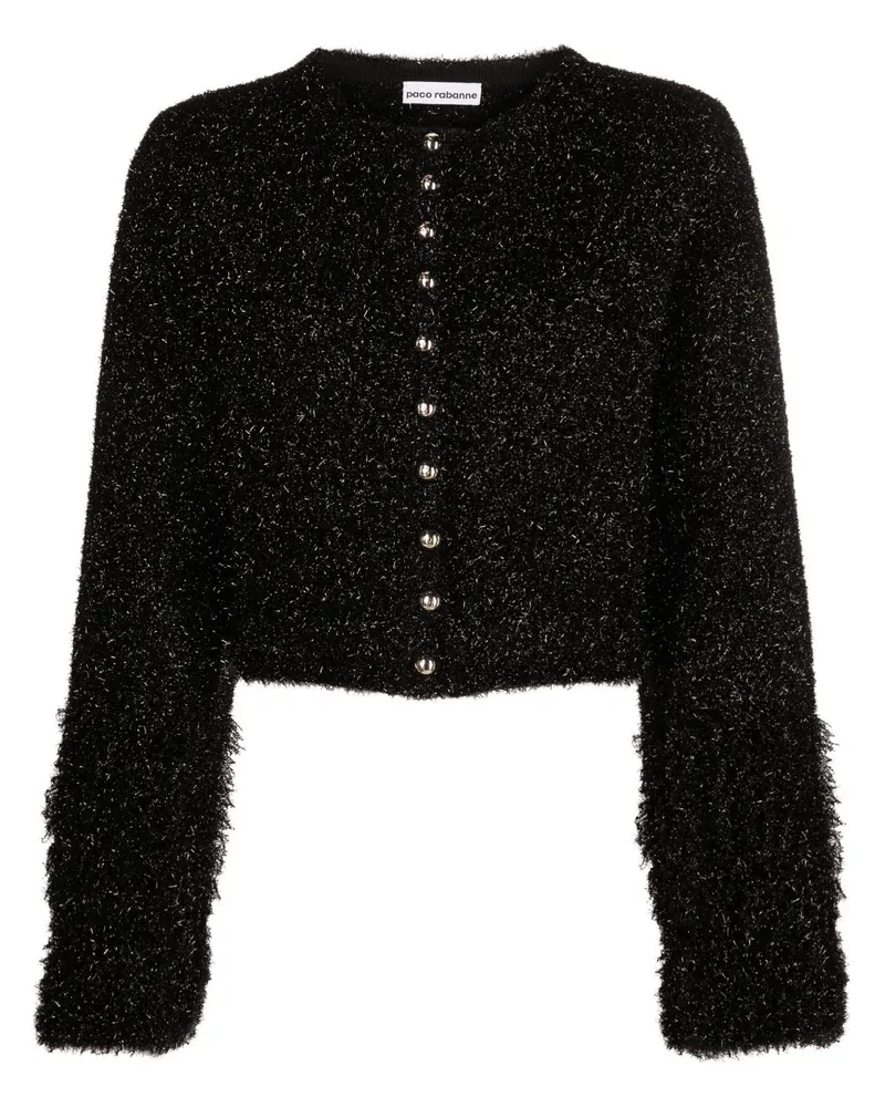 Paco Rabanne Cropped-Cardigan im Metallic-Look - Schwarz Schwarz