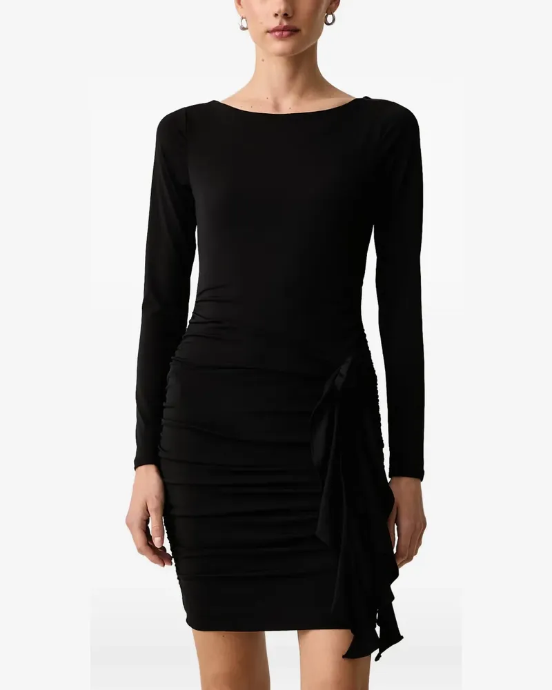 Guess Gerafftes Midikleid mit Cut-Out - Schwarz Schwarz