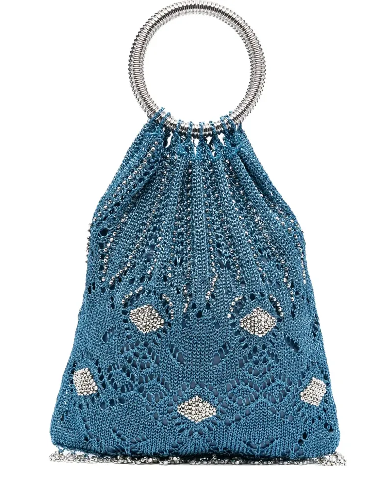 Paco Rabanne Perlenverzierter Tote Bag mit rundem Henkel - Blau Blau