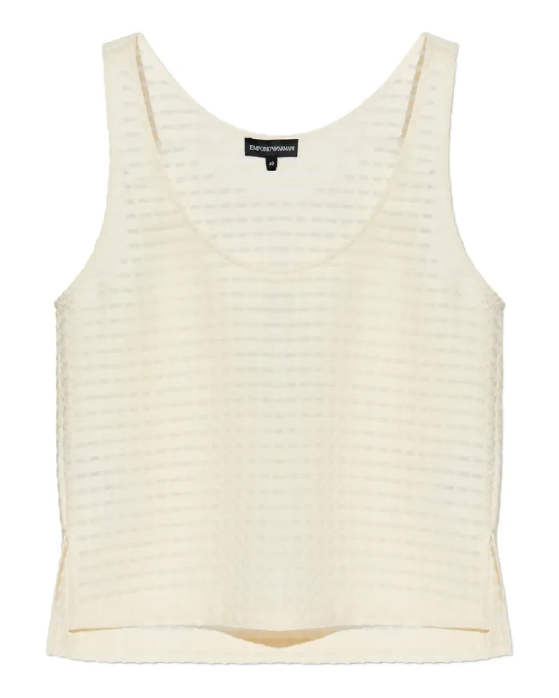 Emporio Armani scoop-neck textured top - Nude Nude