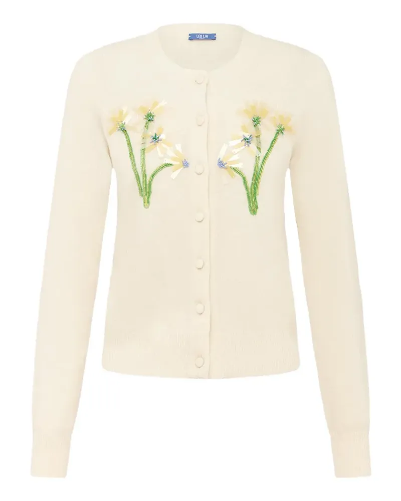 LEO LIN Claire sequin-detailed cardigan - Nude Nude