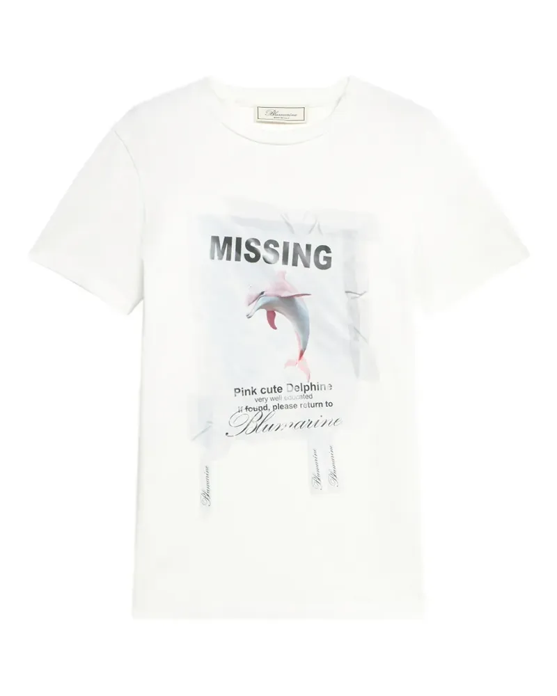 Blumarine Jersey-T-Shirt mit Delfin-Print - Weiß Weiß