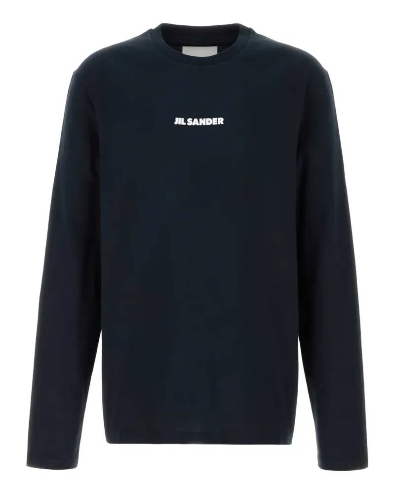 Jil Sander Langarmshirt mit Logo - Blau Blau