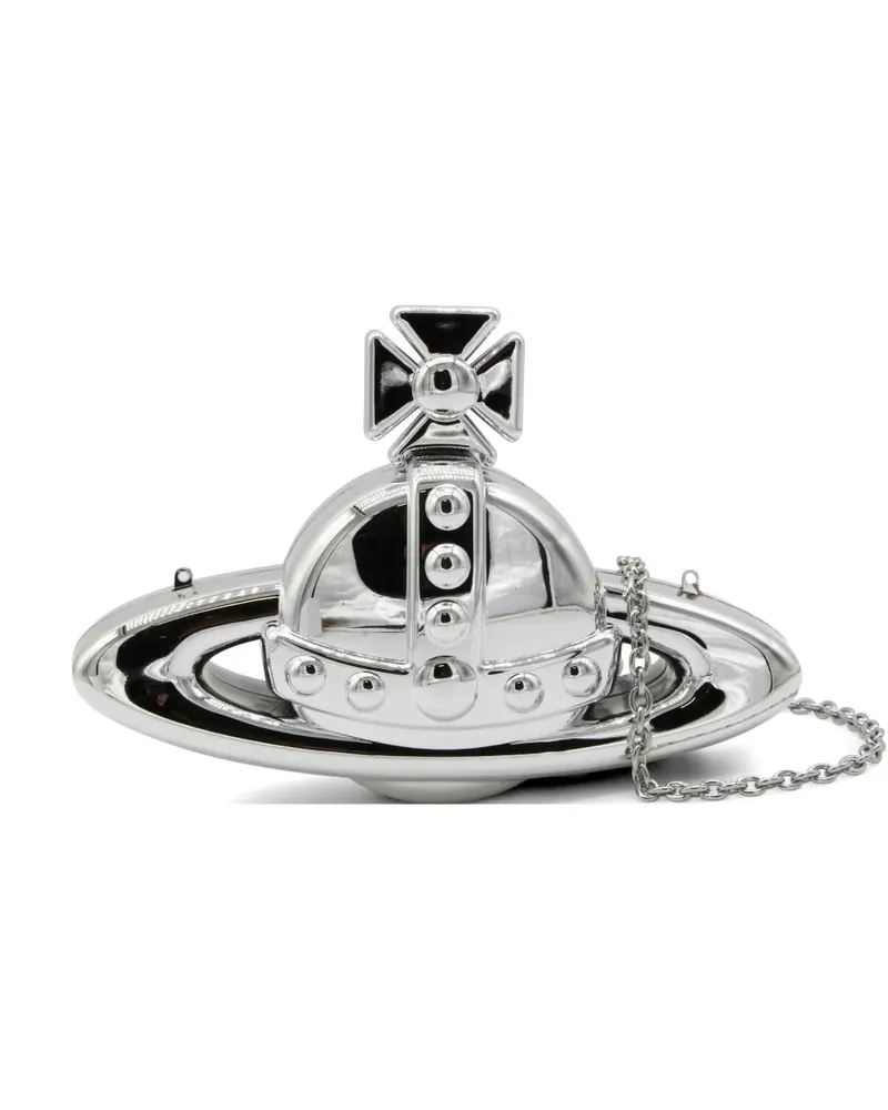 Vivienne Westwood Orb metallic-finish clutch bag - Silber Silber