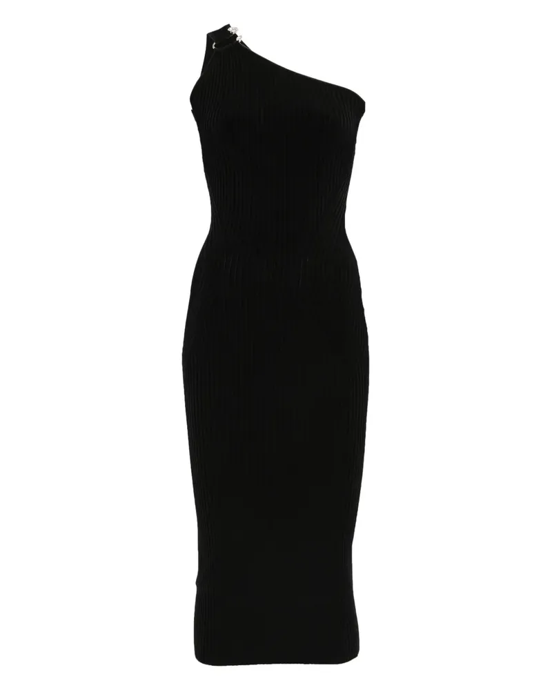 David Koma Einschultriges Midikleid - Schwarz Schwarz