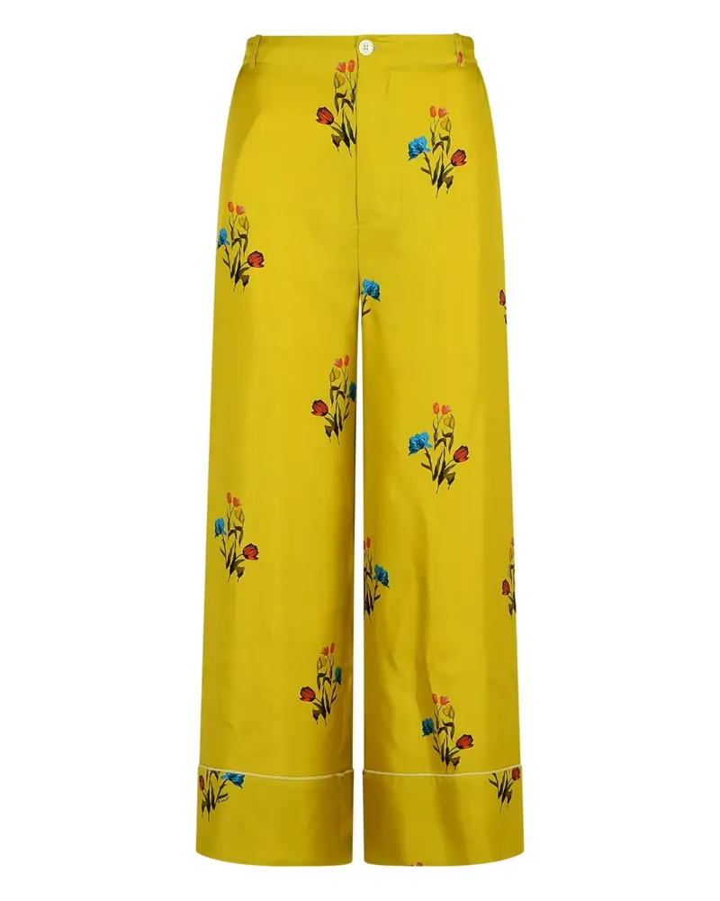 Marni Gerade Hose mit Blumen-Print - Gelb Gelb