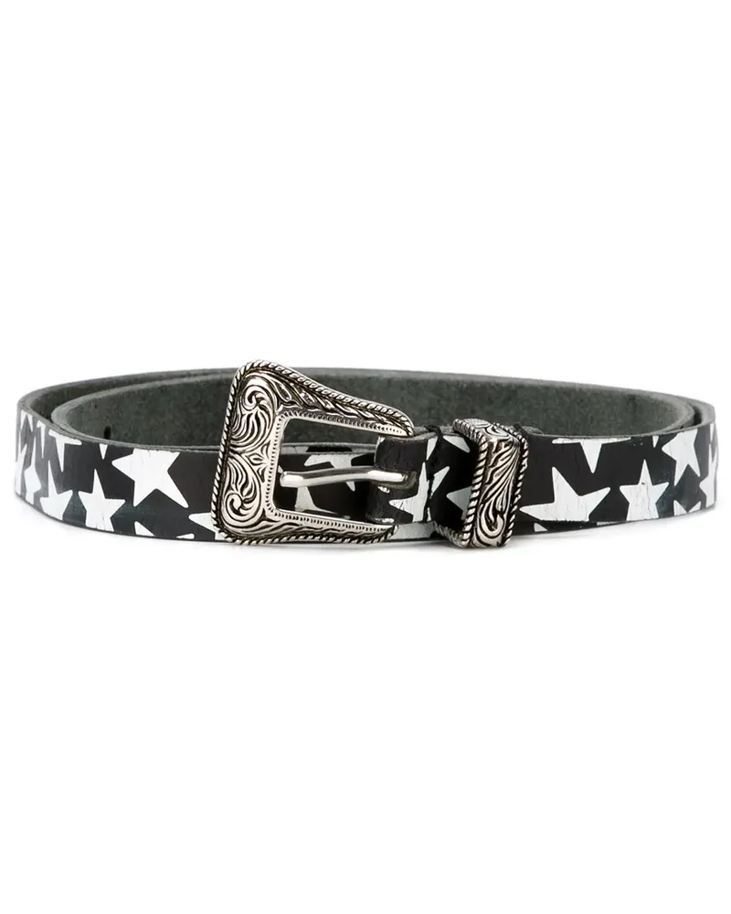 Saint Laurent Gürtel mit Stern-Print - Schwarz Schwarz
