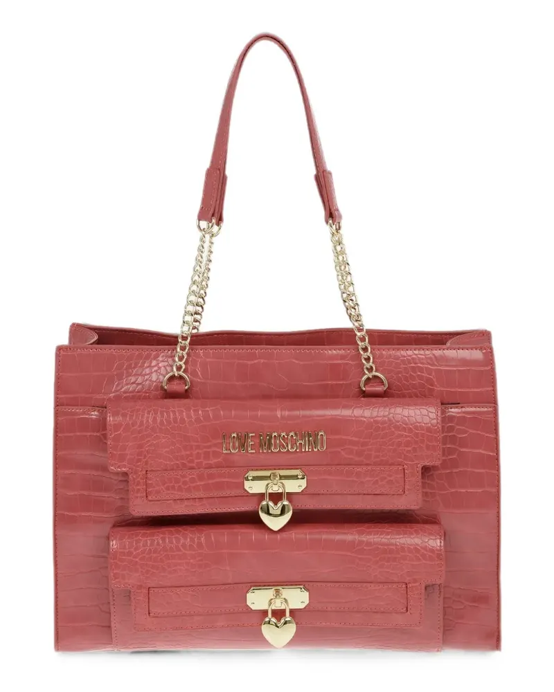 Moschino crocodile-effect heart-padlock shoulder bag - Rot Rot