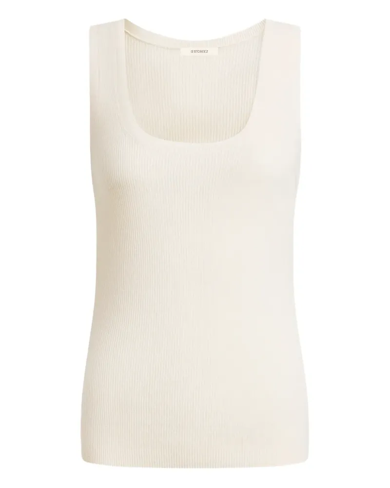12 STOREEZ Geripptes Oberteil aus Merino - Nude Nude