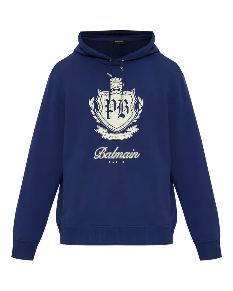 Balmain College Emblem Hoodie - Blau Blau