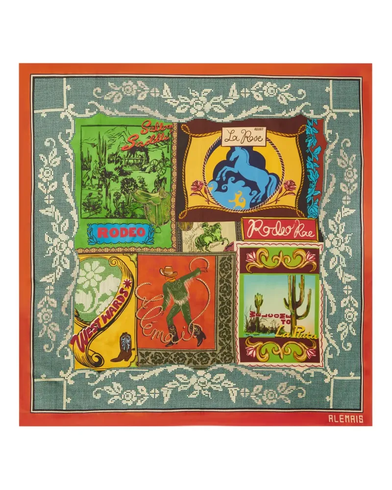 ALEMAIS Ace graphic-print scarf - Grün Grün