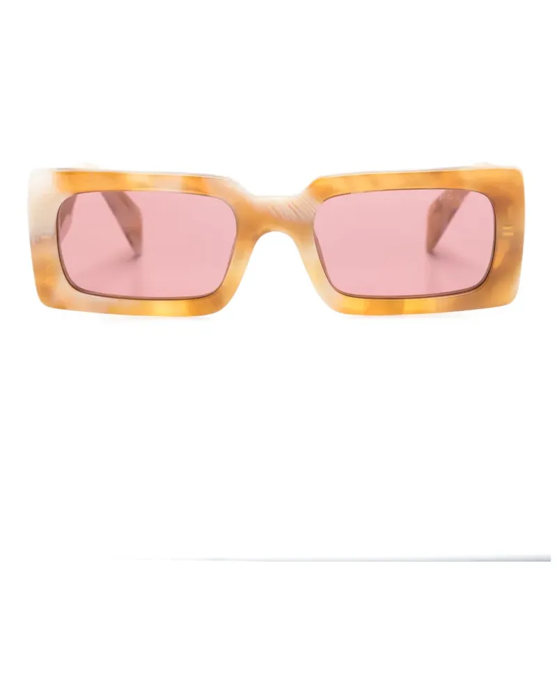 Prada Eckige Sonnenbrille mit Logo-Print - Gelb Gelb