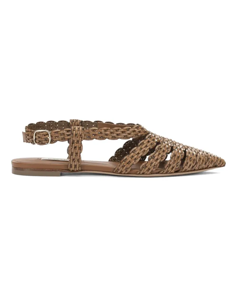 Casadei Avenida woven leather flat pumps - Braun Braun