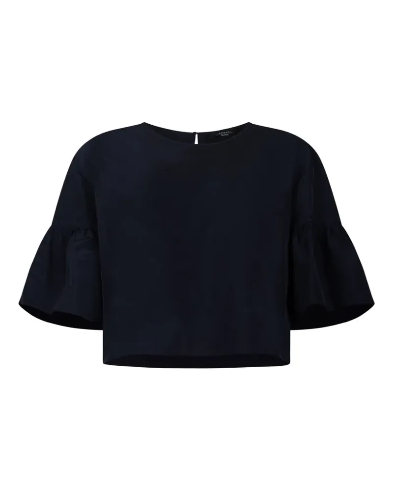 Max Mara bell-sleeve cropped boxy blouse - Blau Blau