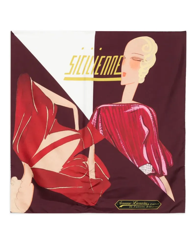 Lanvin Seidenschal mit Illustration-Print - Rot Rot
