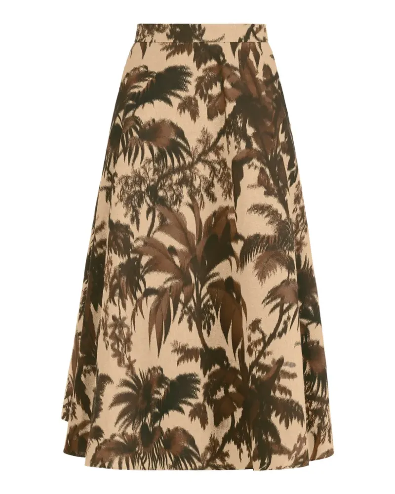 Oscar de la Renta chiné palm leaves skirt - Nude Nude