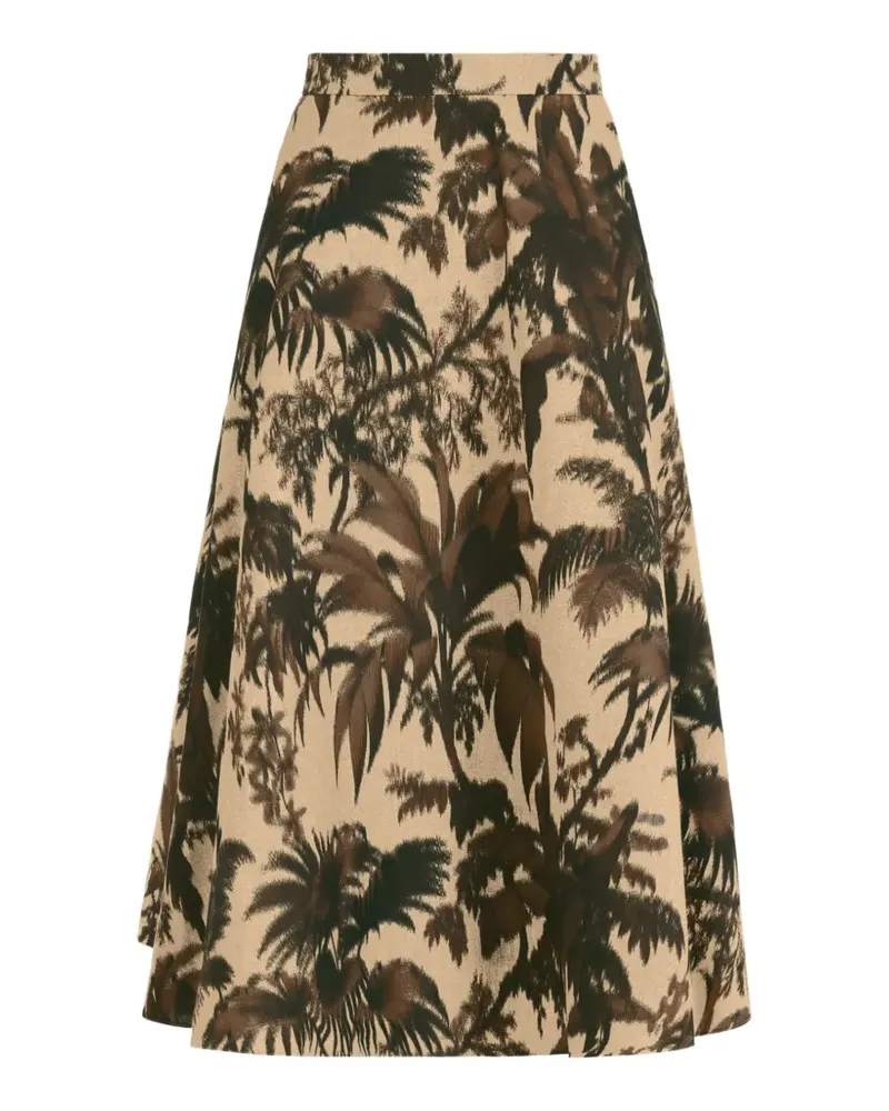 Oscar de la Renta chiné palm leaves skirt - Nude Nude