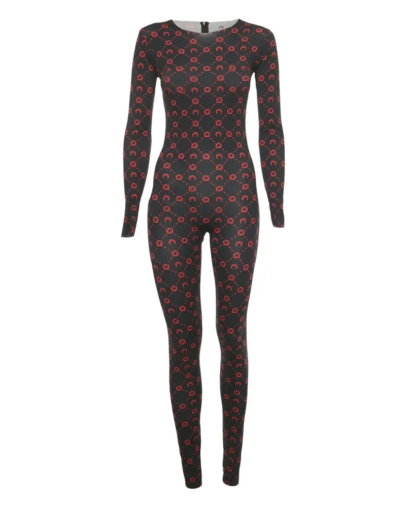 Marine Serre Jumpsuit mit Mond-Print - Schwarz Schwarz