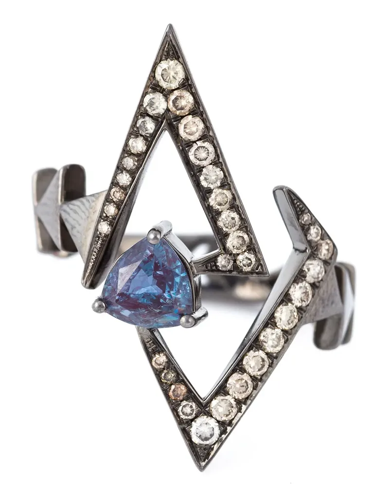 Nikos Koulis 18kt Goldring mit Saphir und Diamanten - Metallic Metallic