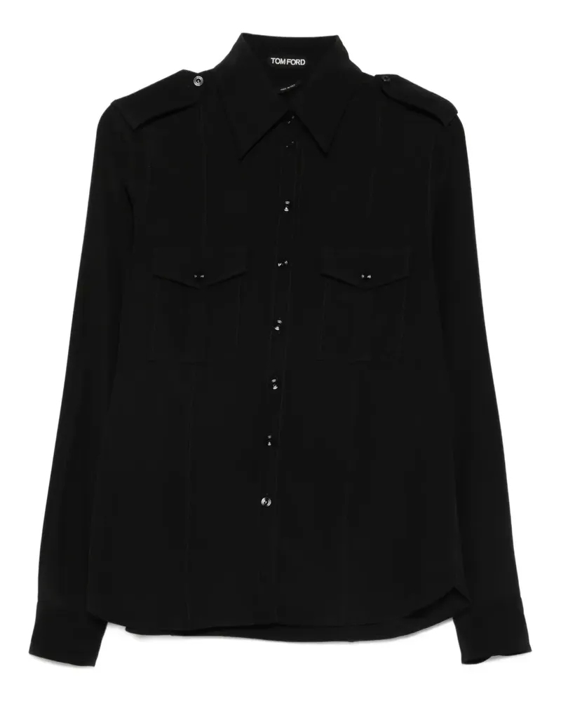 Tom Ford Seidenhemd mit spitzem Kragen - Schwarz Schwarz