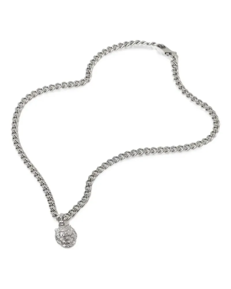 Guess lion-pendant curb-chain necklace - Silber Silber