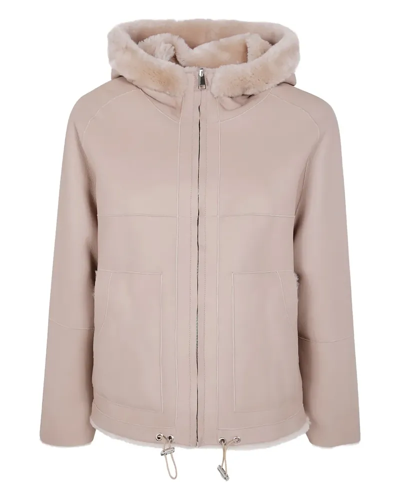 BLANCHA Shearling-Jacke mit Kapuze - Nude Nude