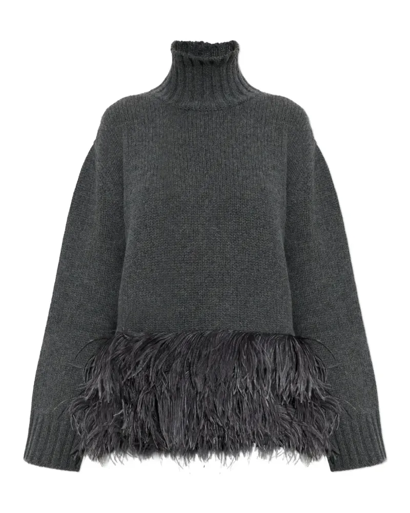 Fabiana Filippi Rollkragenpullover mit Straußenfedern - Grau Grau