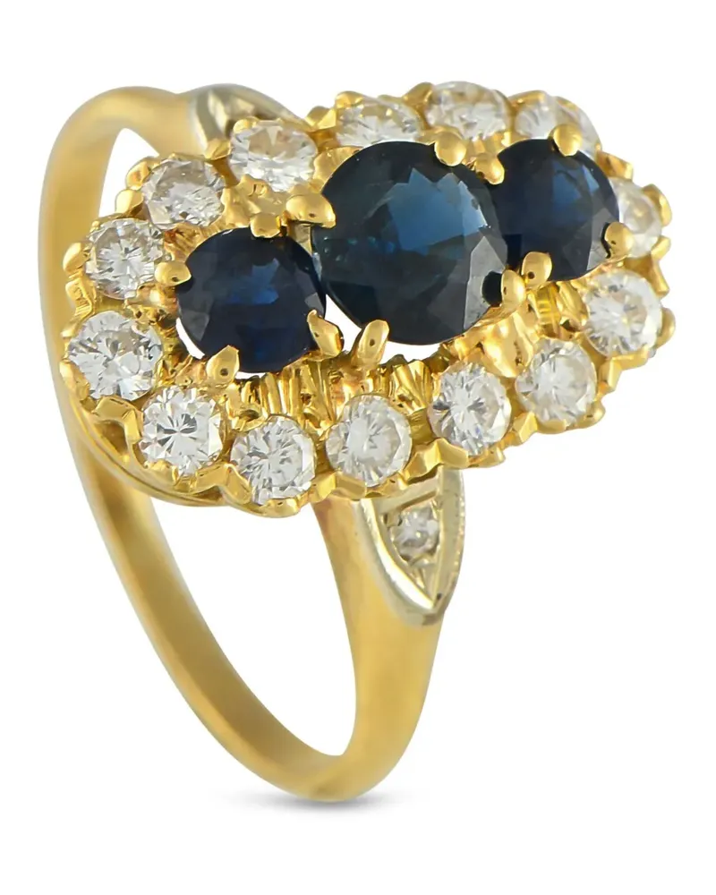 Mikimoto 18kt Gelbgoldring mit Saphir und Diamant Gelb
