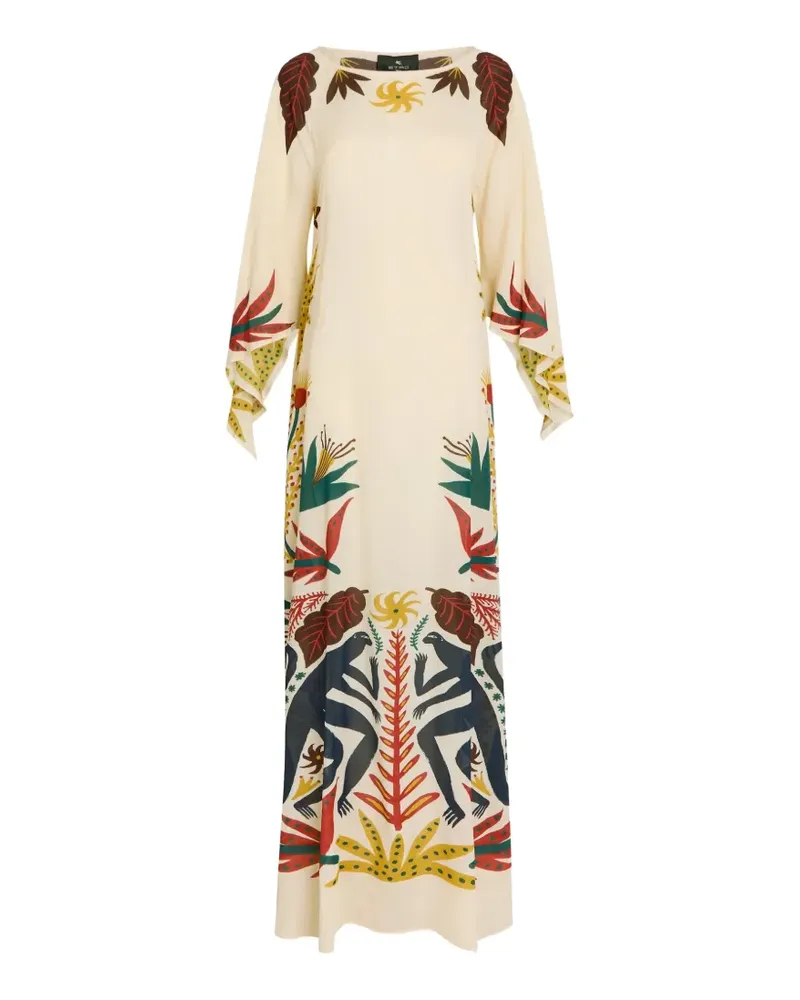 Etro printed long-sleeved maxi dress - Nude Nude