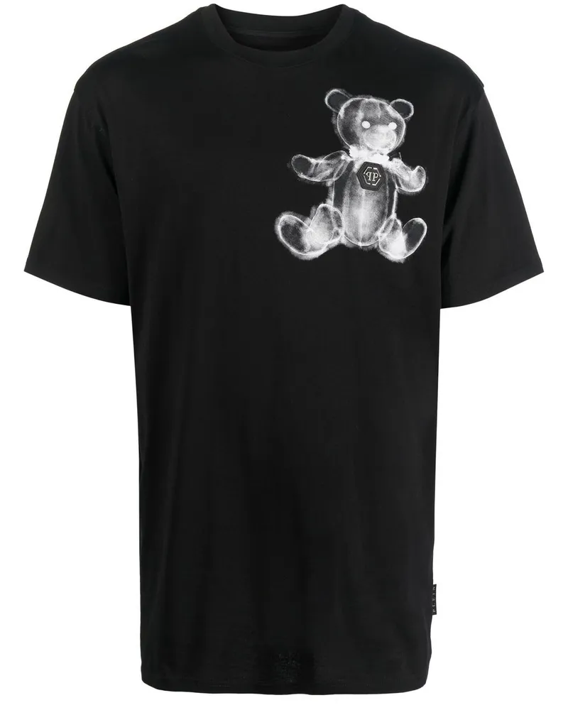 Philipp Plein T-Shirt mit Teddy - Schwarz Schwarz