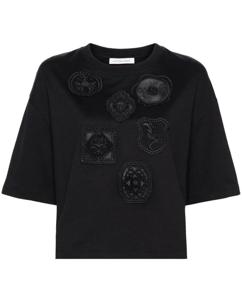 Viktor & Rolf T-Shirt mit bestickten Patches Schwarz