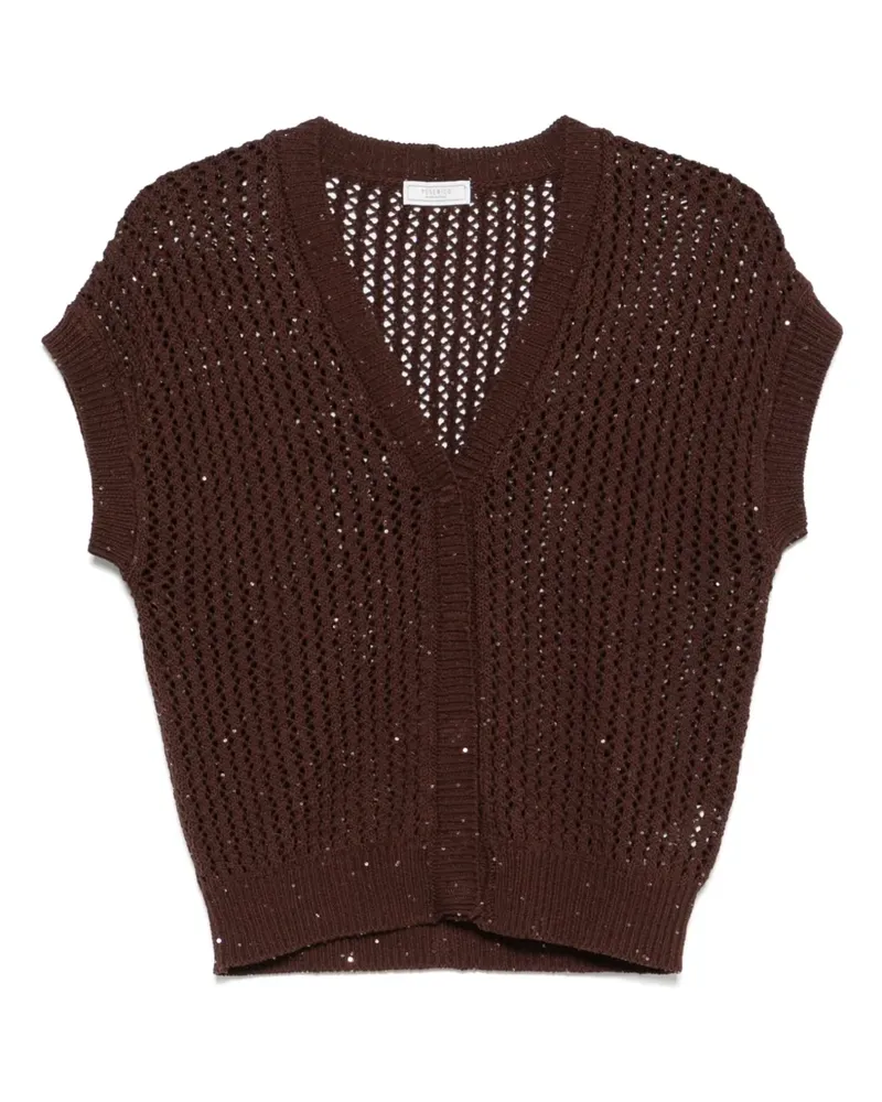 Peserico Cardigan mit Pailletten - Braun Braun