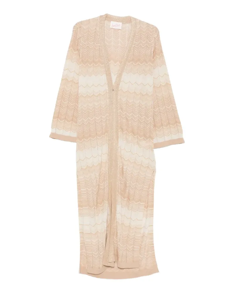 MC2 Saint Barth Tonia chevron-knit lurex-detail cardigan - Nude Nude