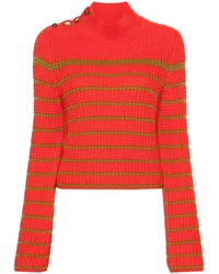 forte_forte Gestrickter Intarsien-Pullover Rot