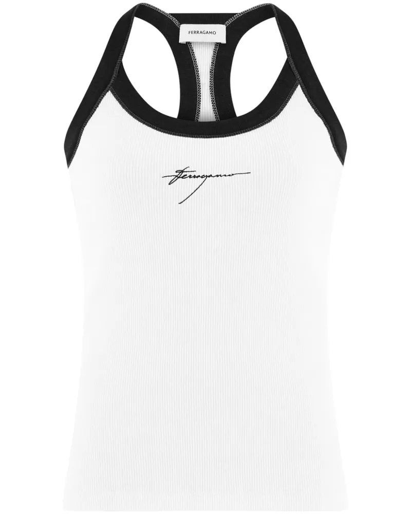 Ferragamo Tanktop mit Logo-Stickerei - Weiß Weiß