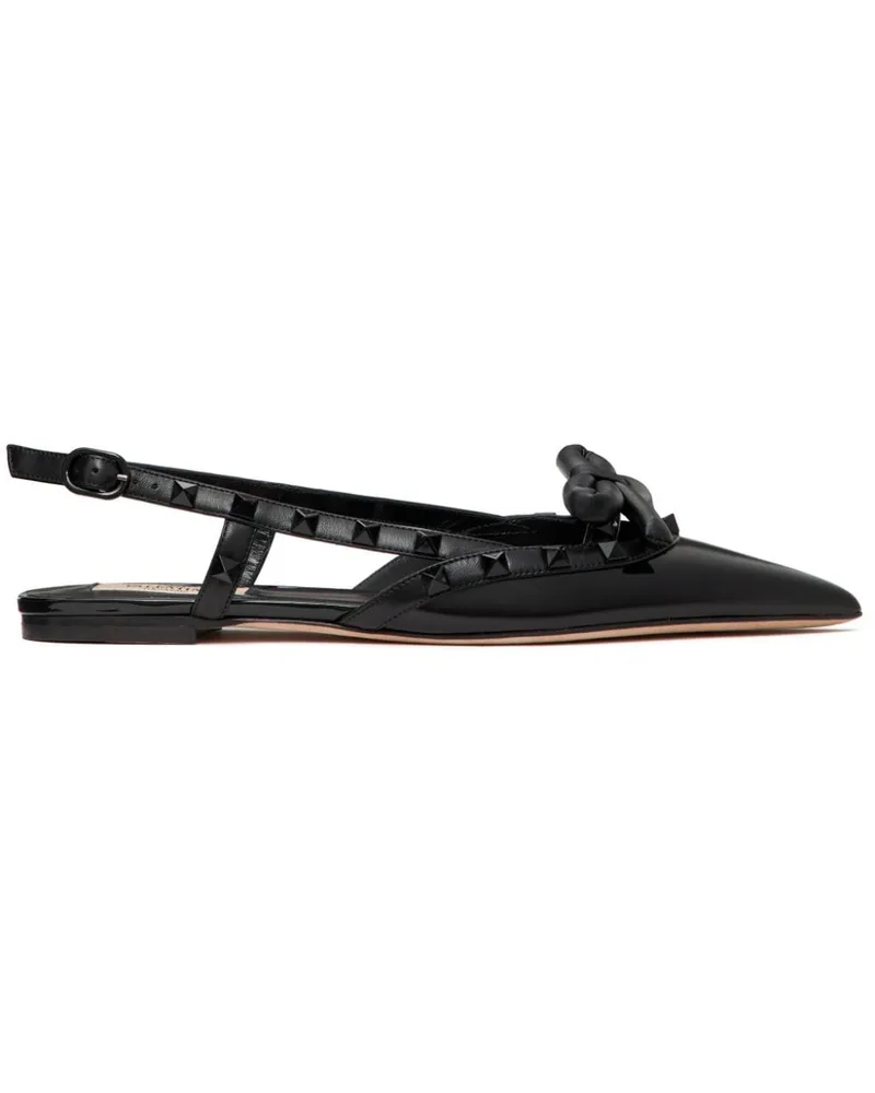Valentino Garavani Rockstud Bow Slingback-Ballerinas - Schwarz Schwarz