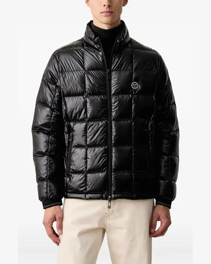 Armani Exchange Gesteppte Jacke mit Logo-Patch - Schwarz Schwarz