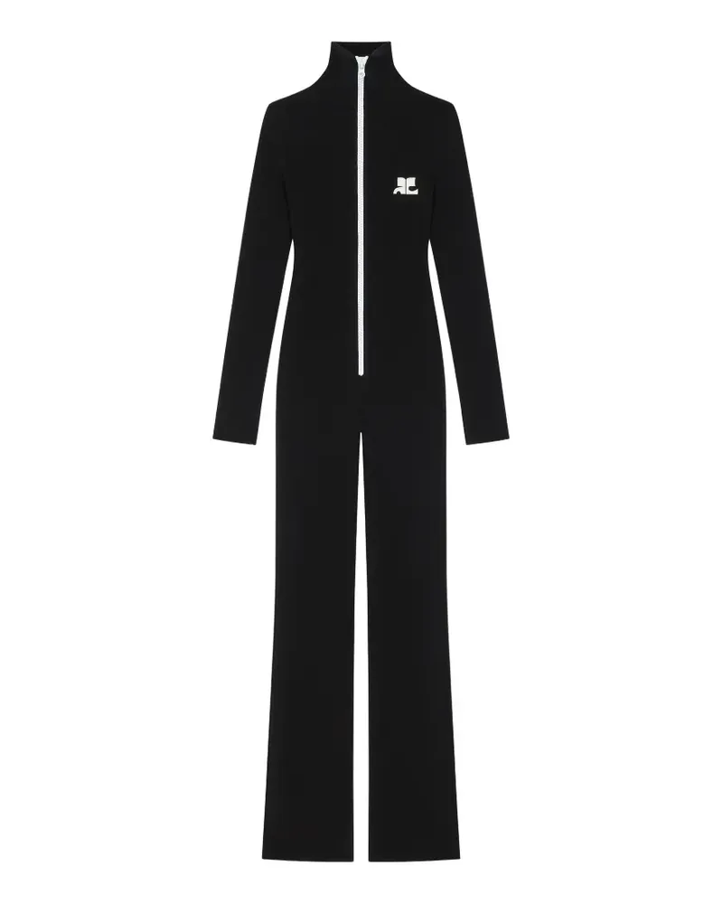 Courrèges Jumpsuit aus Rippstrick mit Reißverschluss - Schwarz Schwarz