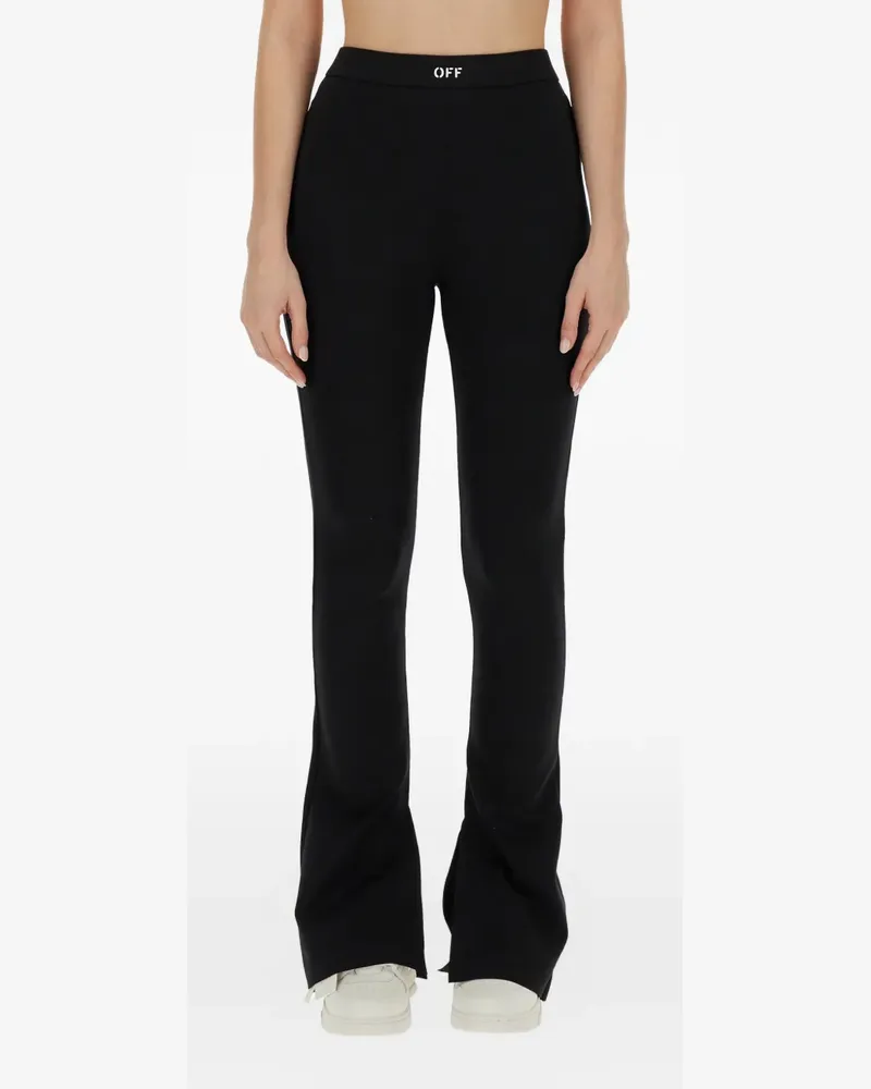 OFF-WHITE logo-print flared trousers - Schwarz Schwarz