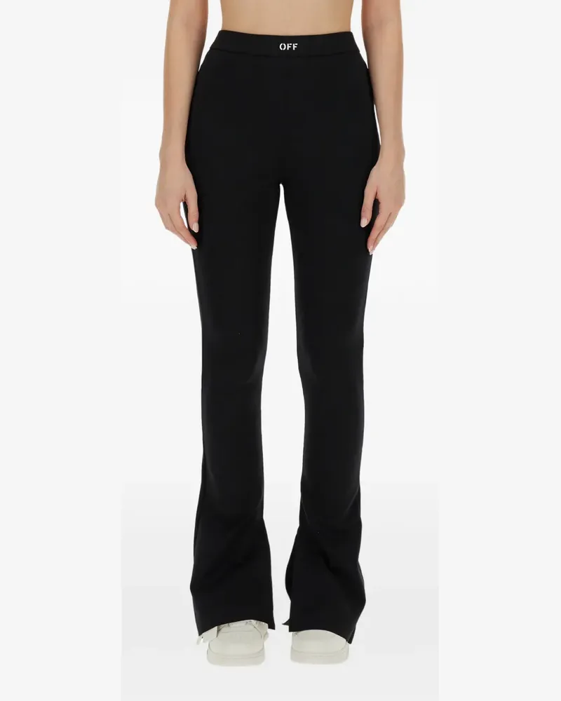 OFF-WHITE logo-print flared trousers - Schwarz Schwarz