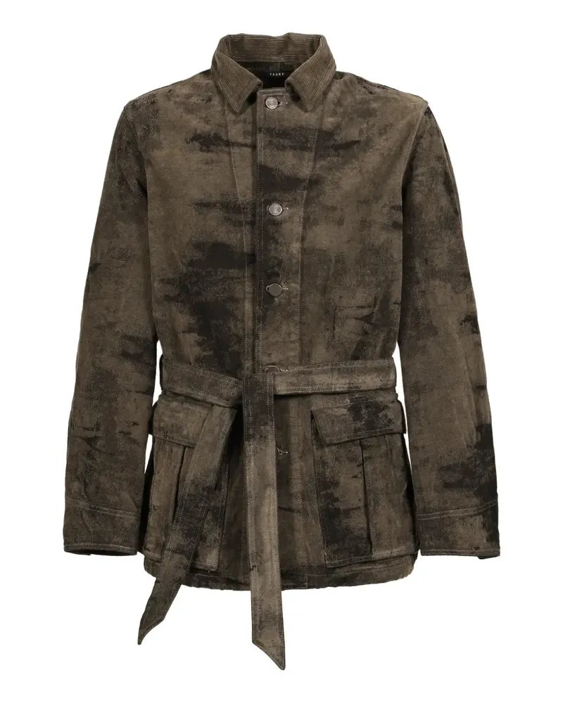 TAAKK Jeansjacke mit Gürtel und Jacquardmuster - Braun Braun