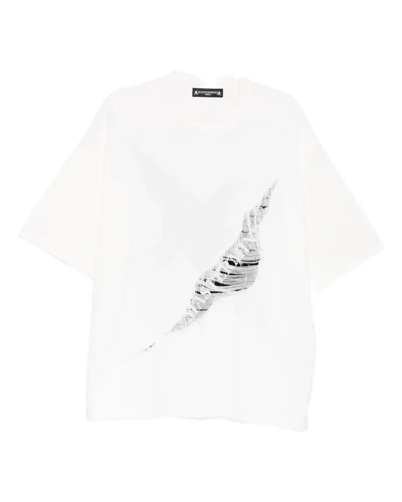 Mastermind World distressed ribbed T-shirt - Weiß Weiß