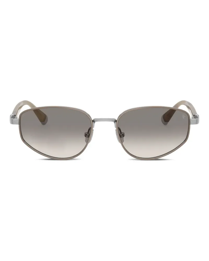 Brunello Cucinelli Sonnenbrille mit geometrischem Gestell - Silber Silber