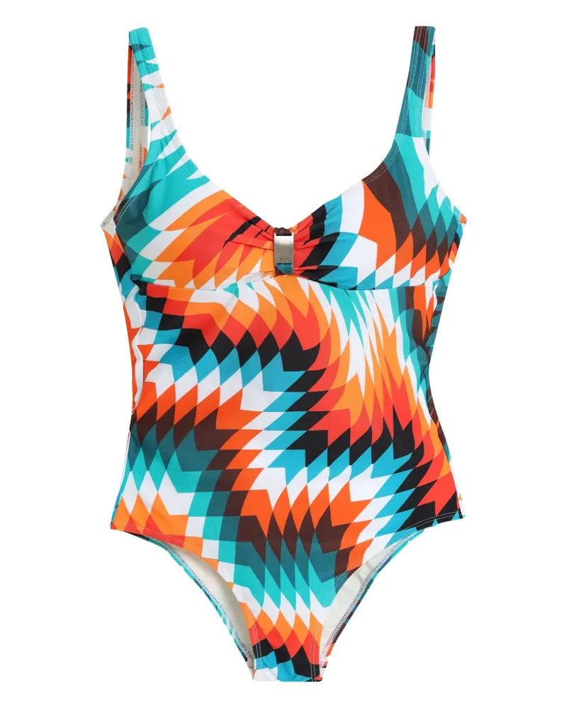 Lygia & Nanny Badeanzug mit geometrischem Print - Weiß Weiß