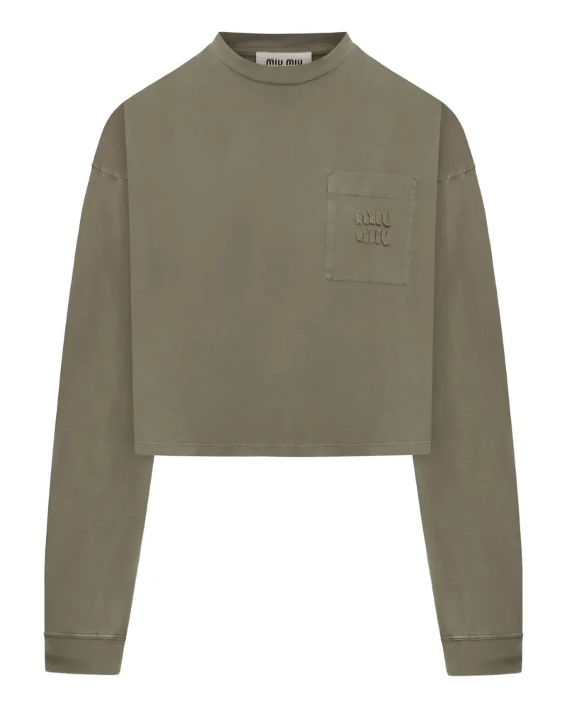 Miu Miu long-sleeve chest-pocket T-shirt - Grün Grün