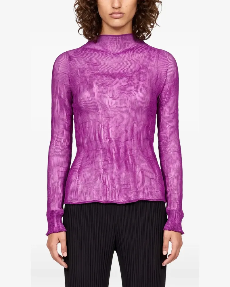 Issey Miyake pleated semi-sheer top - Violett Violett