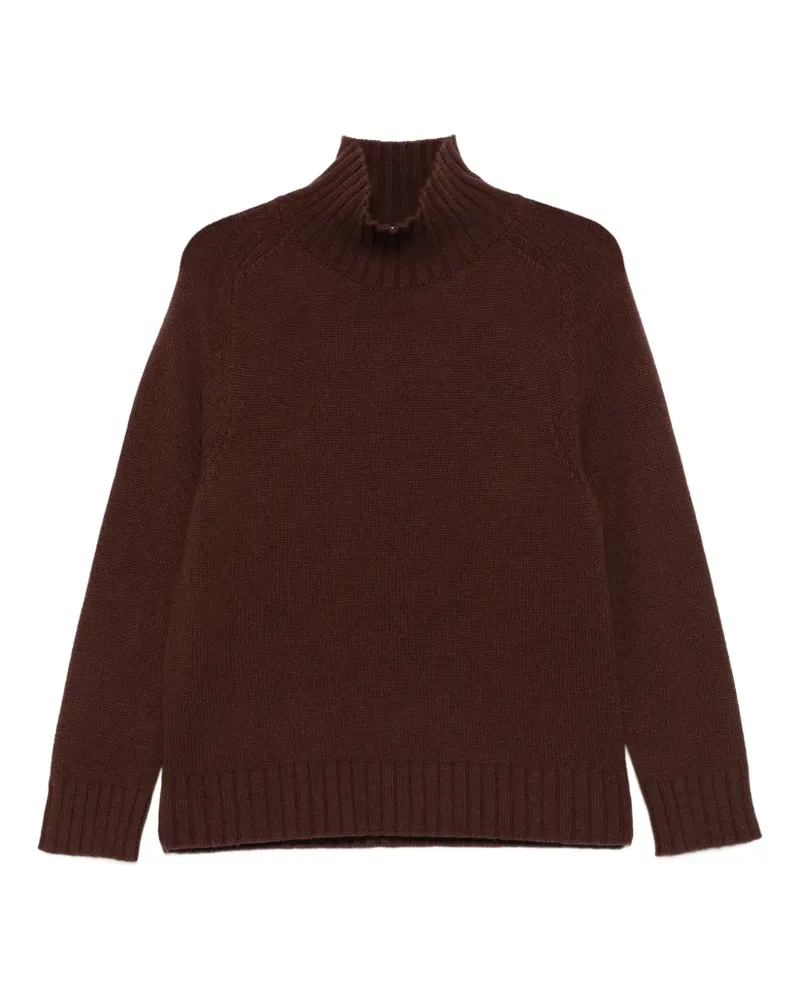 Purotatto Gerippter Pullover mit Stehkragen - Braun Braun
